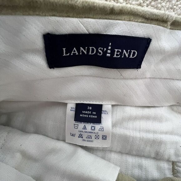 Lands' End Mens Pants Size 36 Beige Corduroy Pleated Front Traditional Fit - Picture 3 of 7